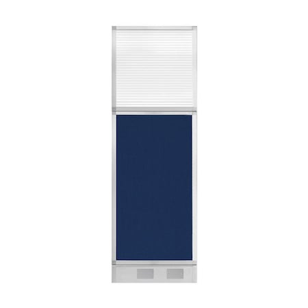 Versare Hush Panel Cubicle Partition 2' x 6' Navy Blue Fabric Clear Fluted Window w/ Cable Channel 1856203-1